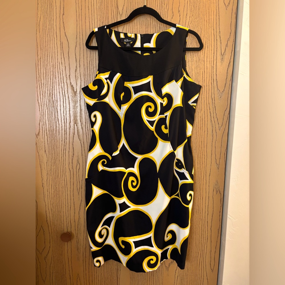 AGB Bold Black and Yellow Patterned Dress